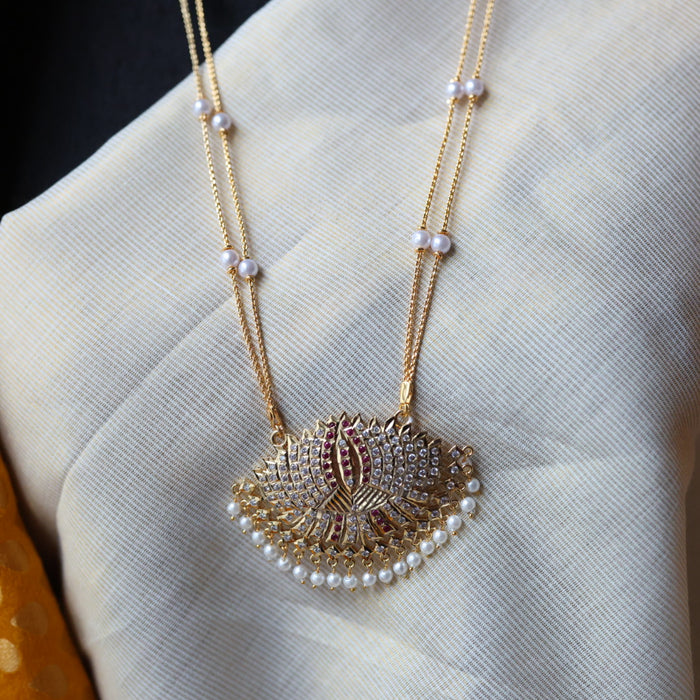 Heritage gold plated padakam long necklace HP5436