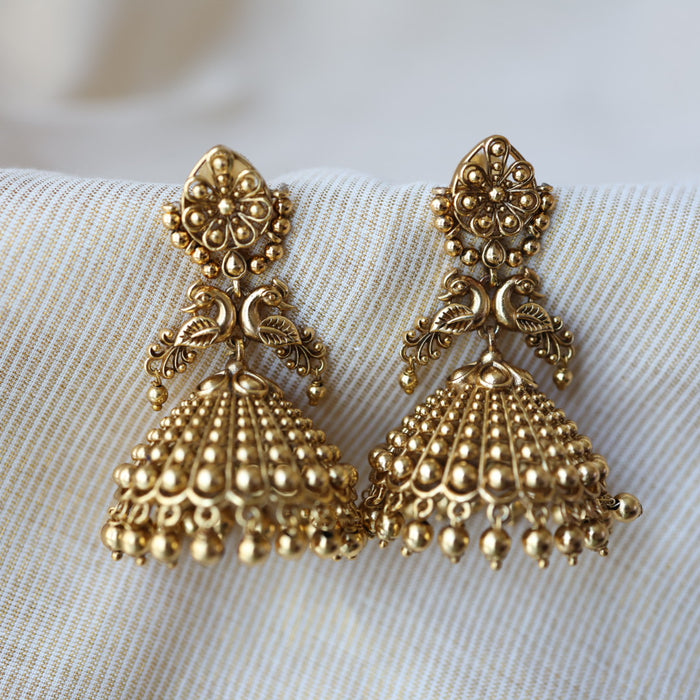 Antique ruby white stone jumka earrings AJJ111