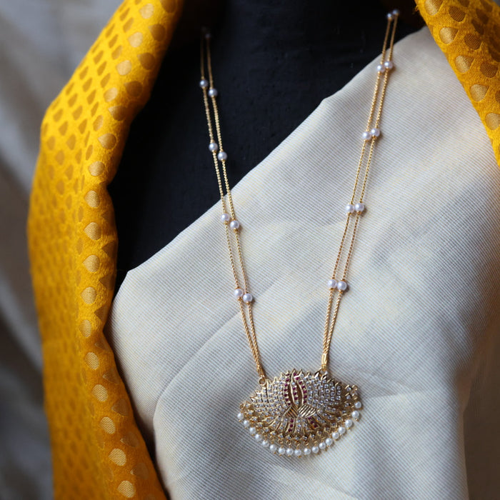 Heritage gold plated padakam long necklace HP5436