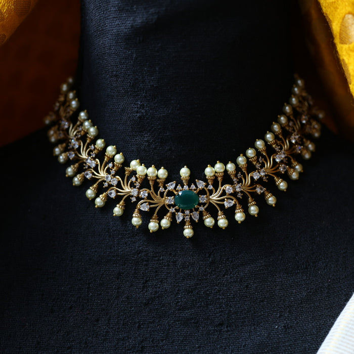 Antique ruby stone choker necklace and earrings CCB1456