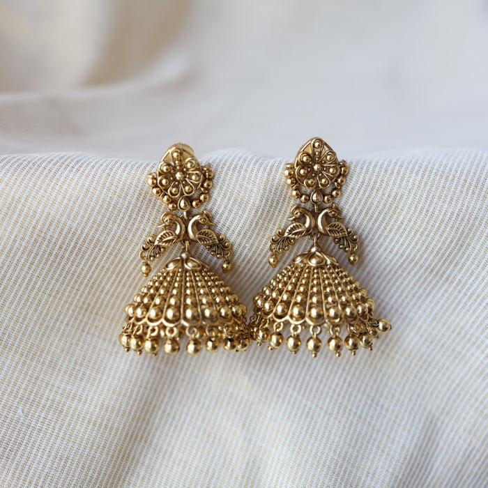 Antique ruby white stone jumka earrings AJJ111