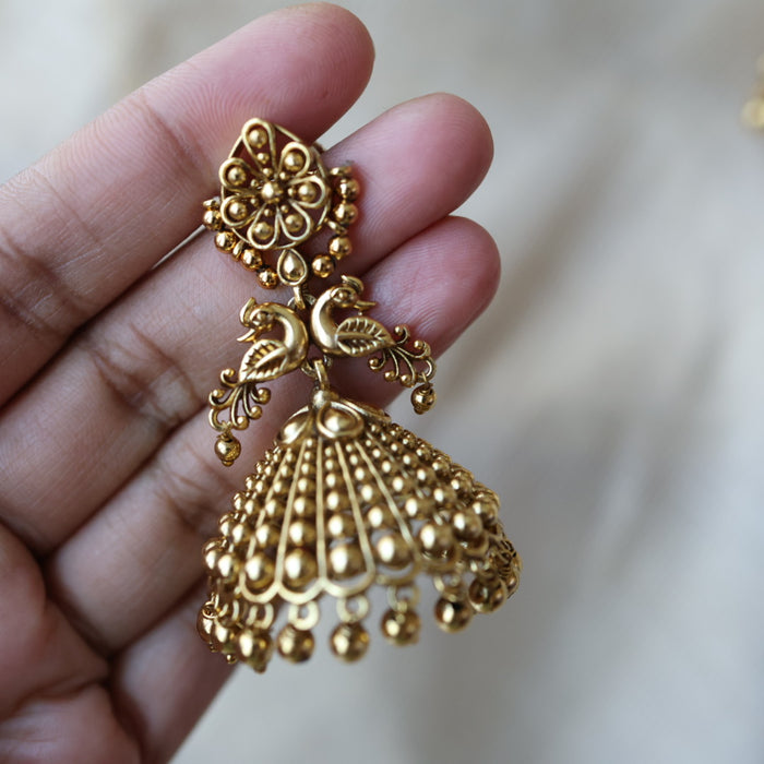 Antique ruby white stone jumka earrings AJJ111