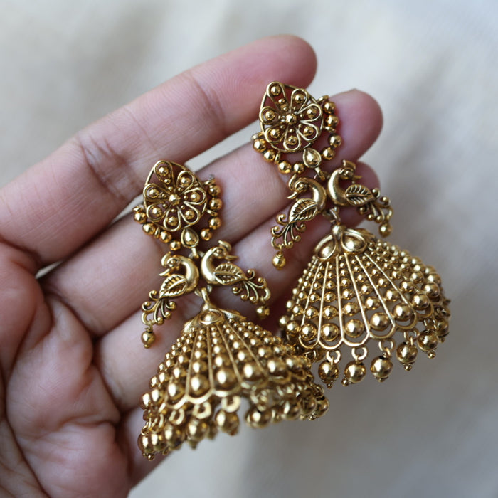 Antique ruby white stone jumka earrings AJJ111