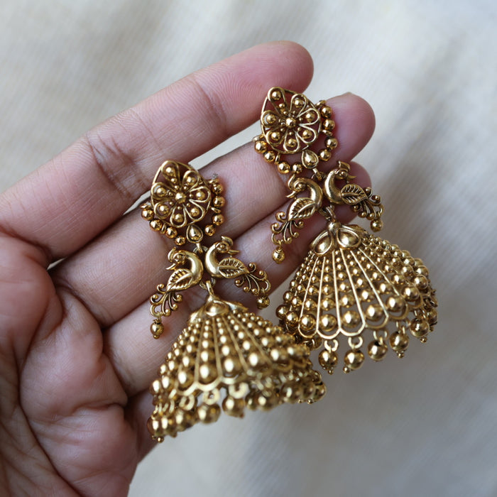 Antique ruby white stone jumka earrings AJJ111