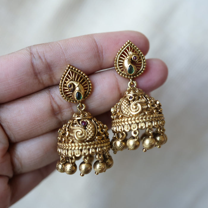 Antique gold jumka earrings AJJ434