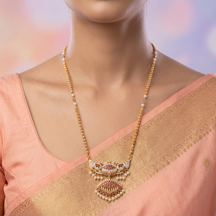 Heritage gold plated padakam long necklace HP5439