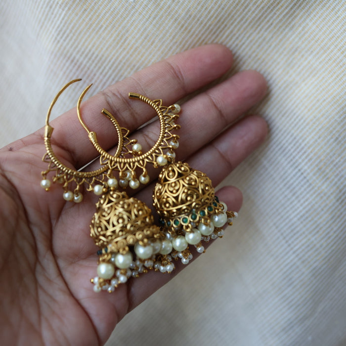 Antique gold jumka earrings  AJ4714