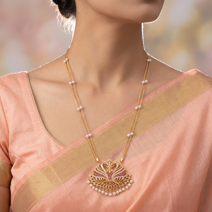 Heritage gold plated padakam long necklace HP5441