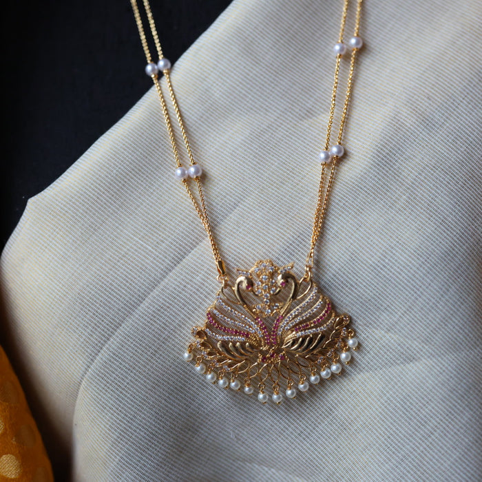 Heritage gold plated padakam long necklace HP5441