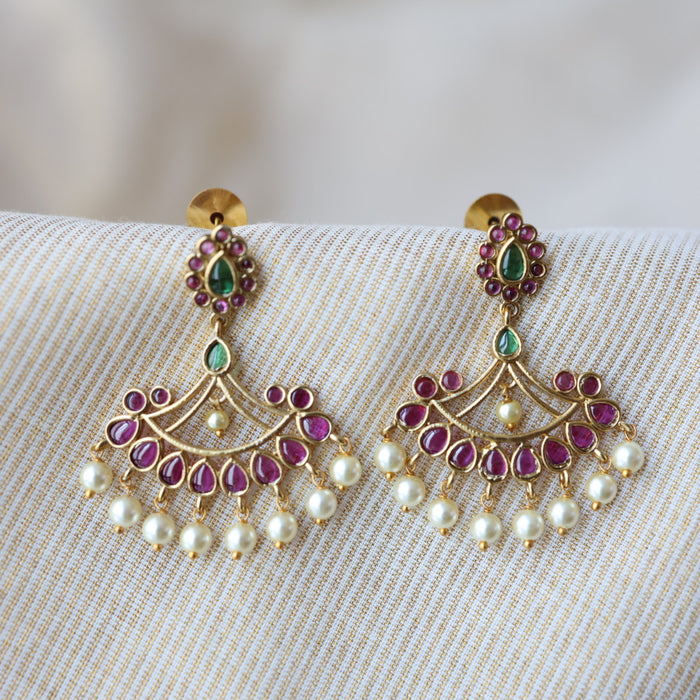 Antique ruby white stone drop earrings ADD100