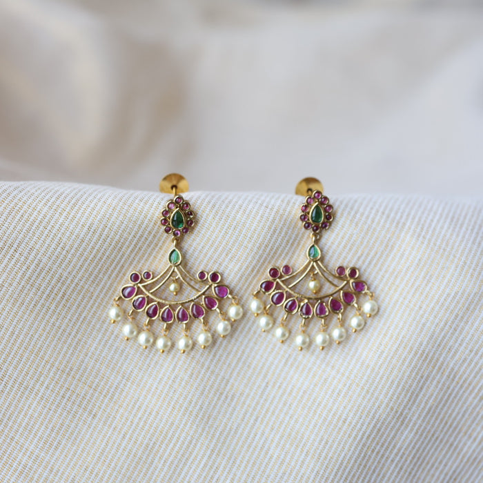 Antique ruby white stone drop earrings ADD100