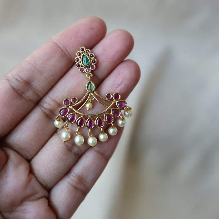 Antique ruby white stone drop earrings ADD100