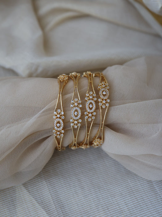 Heritage gold plated white stone bangle (1 set  of 2 bangles) HB208