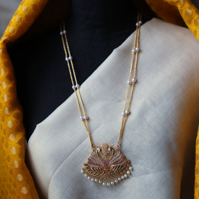 Heritage gold plated padakam long necklace HP5441