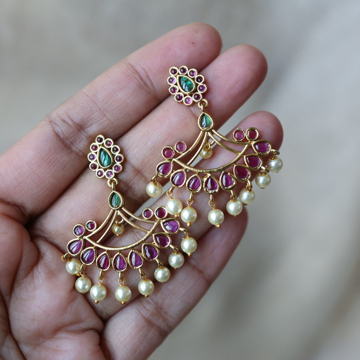 Antique ruby white stone drop earrings ADD100