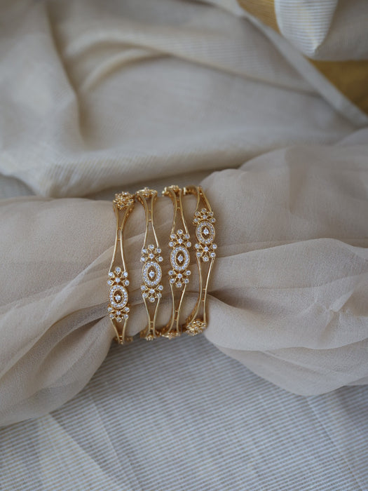 Heritage gold plated white stone bangle (1 set  of 2 bangles) HB208