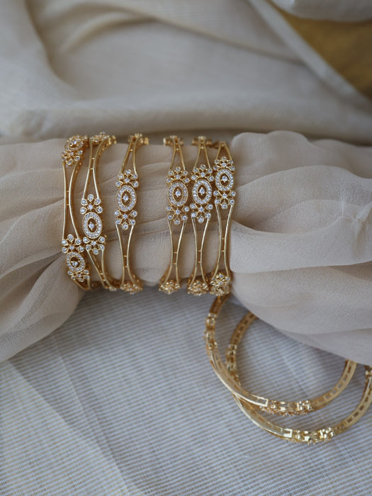 Heritage gold plated white stone bangle (1 set  of 2 bangles) HB208