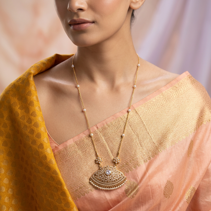 Heritage gold plated padakam long necklace HP5442