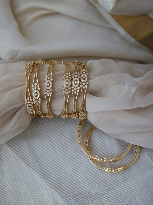 Heritage gold plated white stone bangle (1 set  of 2 bangles) HB208