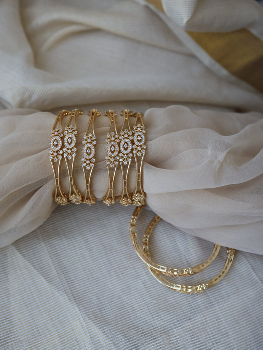 Heritage gold plated white stone bangle (1 set  of 2 bangles) HB208