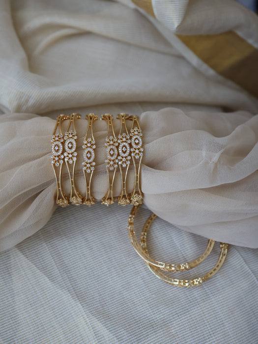 Heritage gold plated white stone bangle (1 set  of 2 bangles) HB208