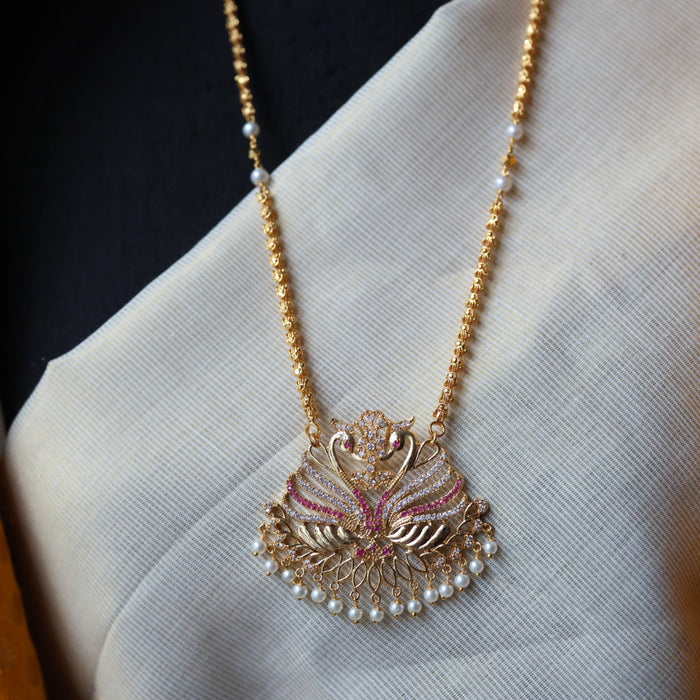 Heritage gold plated padakam long necklace HP5434