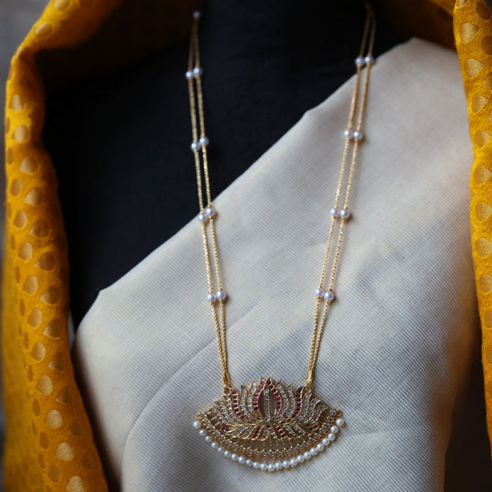 Heritage gold plated padakam long necklace HP5433