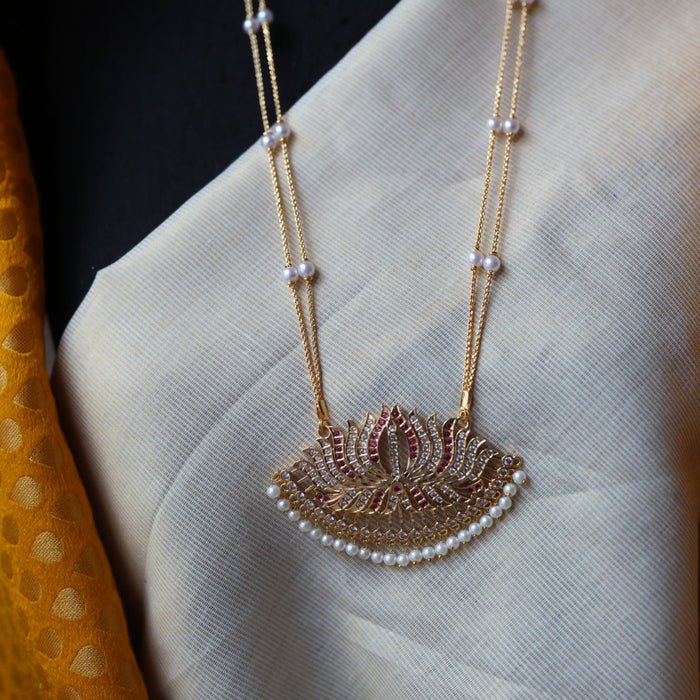 Heritage gold plated padakam long necklace HP5433