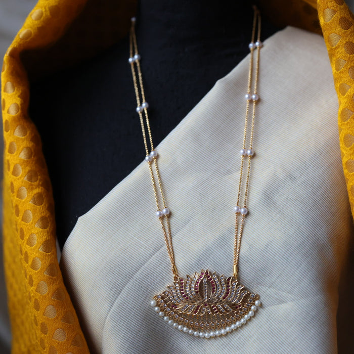 Heritage gold plated padakam long necklace HP5433