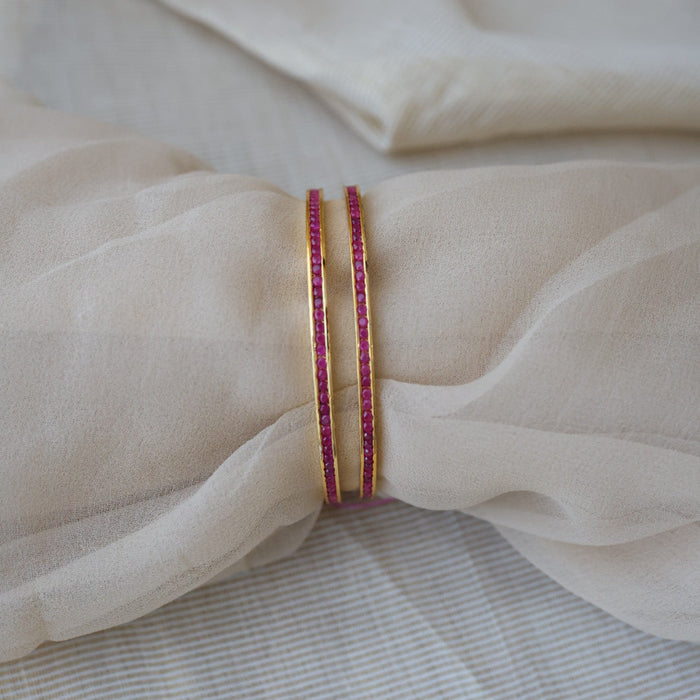 Heritage gold plated ruby stone bangle (1 set  of 2 bangles) HB210