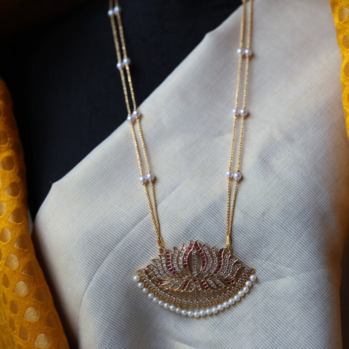 Heritage gold plated padakam long necklace HP5433