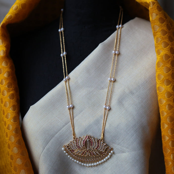 Heritage gold plated padakam long necklace HP5433