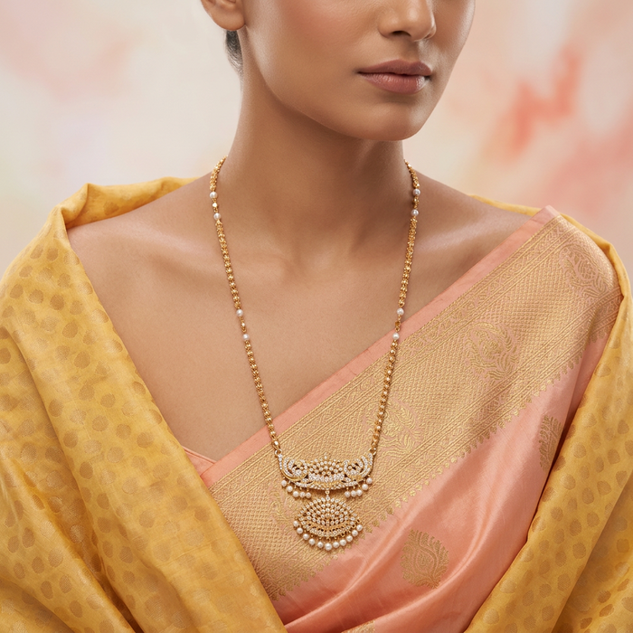 Heritage gold plated padakam long necklace HP5432