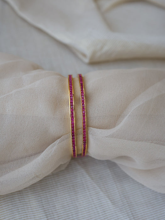 Heritage gold plated ruby stone bangle (1 set  of 2 bangles) HB210