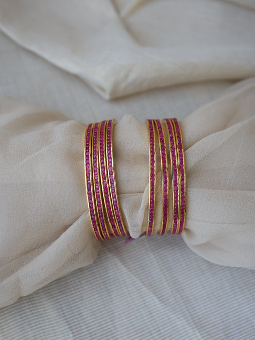 Heritage gold plated ruby stone bangle (1 set  of 2 bangles) HB210