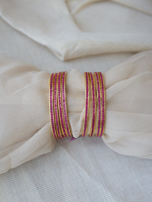 Heritage gold plated ruby stone bangle (1 set  of 2 bangles) HB210
