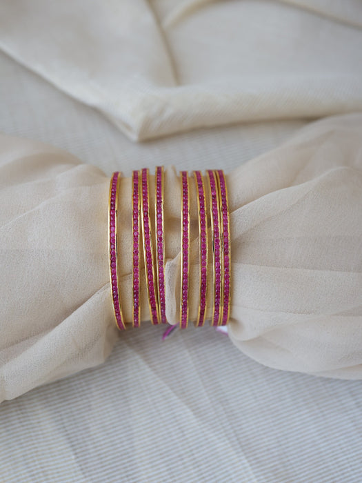Heritage gold plated ruby stone bangle (1 set  of 2 bangles) HB210