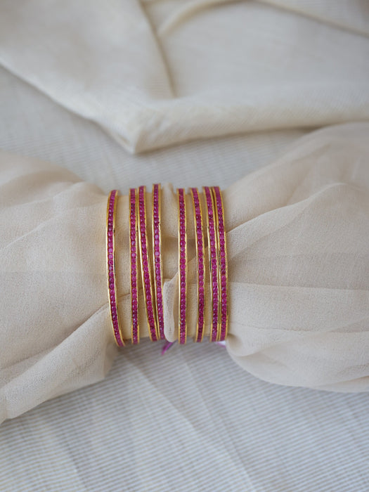 Heritage gold plated ruby stone bangle (1 set  of 2 bangles) HB210