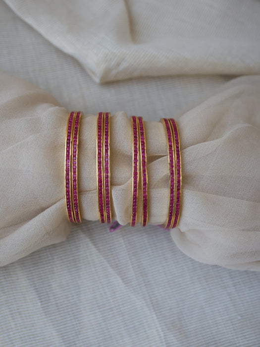 Heritage gold plated ruby stone bangle (1 set  of 2 bangles) HB210