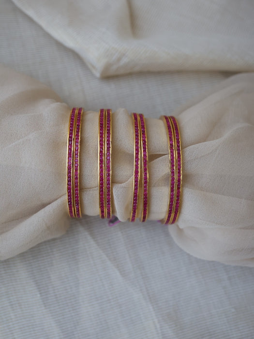 Heritage gold plated ruby stone bangle (1 set  of 2 bangles) HB210