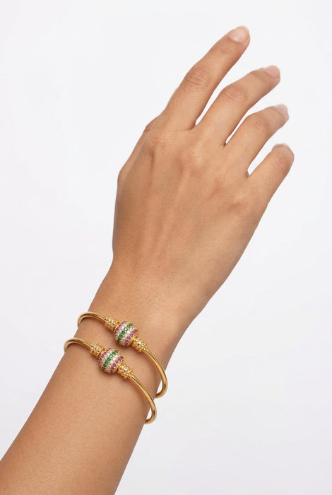 Heritage gold plated simple multi stone bangle (1 set  of 2 bangles) HB211