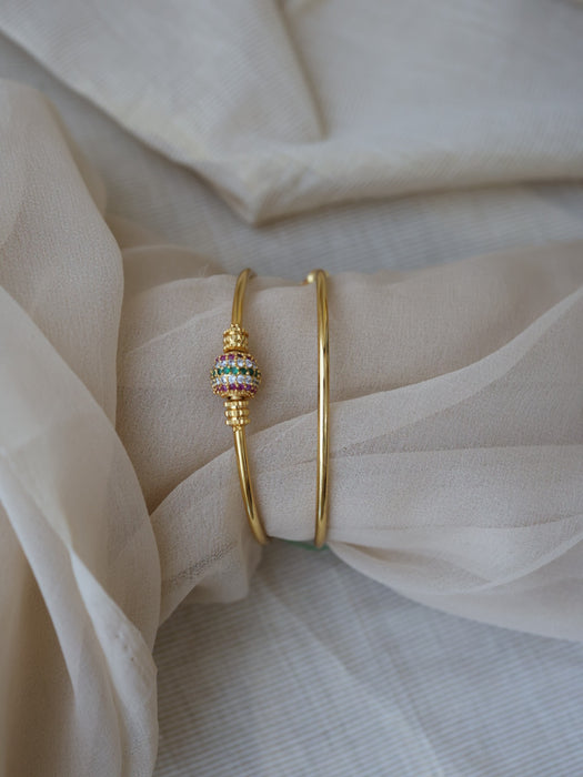 Heritage gold plated simple multi stone bangle (1 set  of 2 bangles) HB211