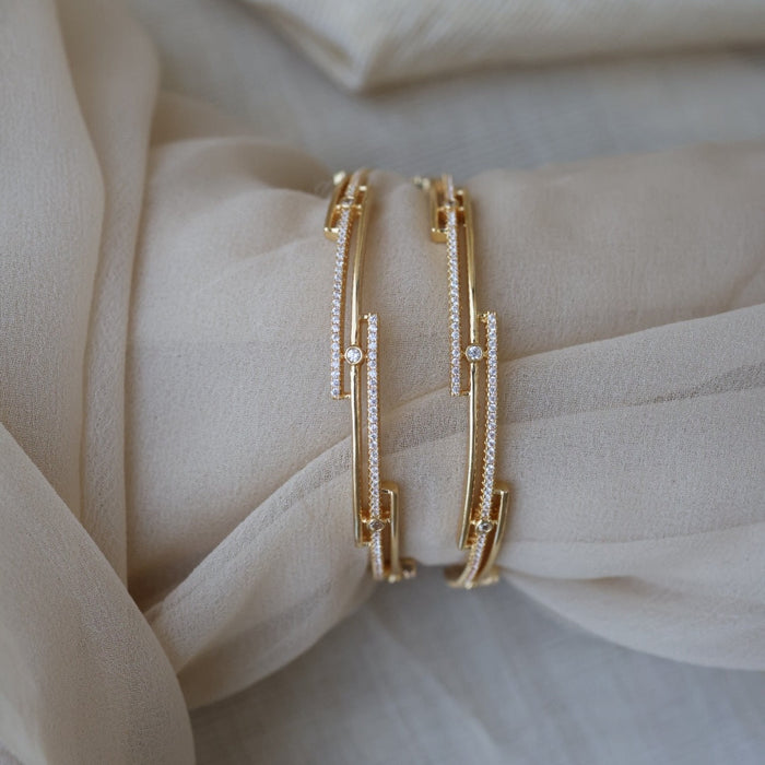 Heritage gold plated white stone bangle (1 set  of 2 bangles) HB214