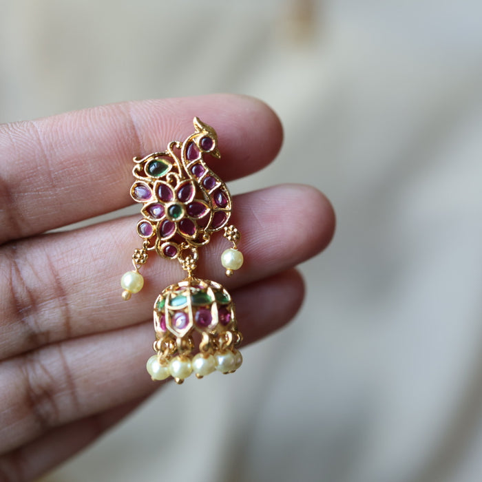 Antique ruby stone jumka earrings AJJ1677