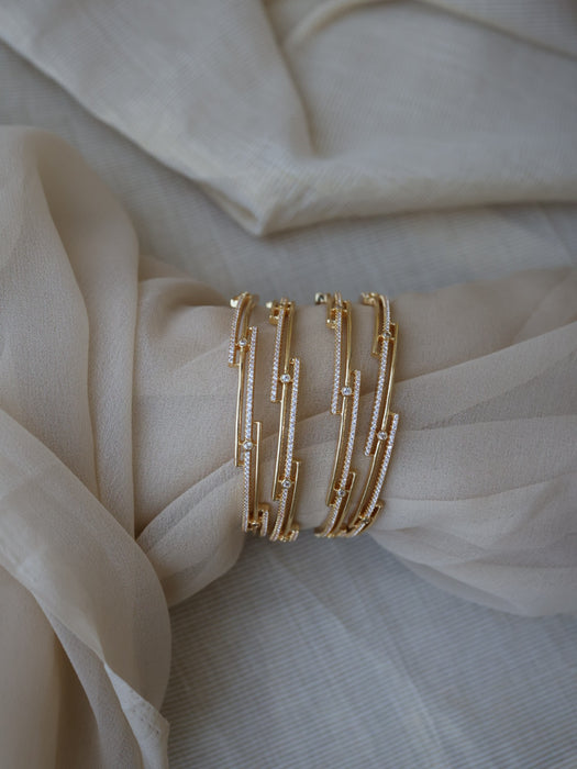 Heritage gold plated white stone bangle (1 set  of 2 bangles) HB214