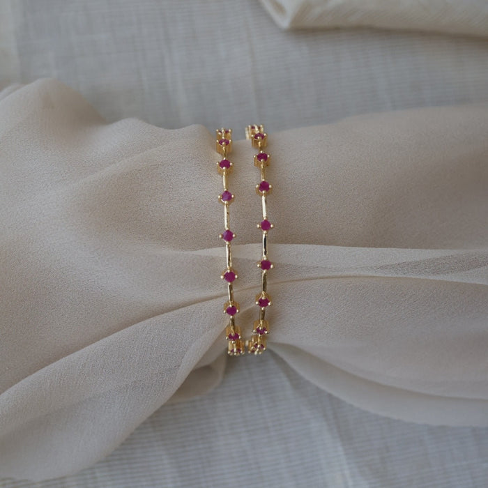 Heritage gold plated ruby stone bangle (1 set  of 2 bangles) HB216