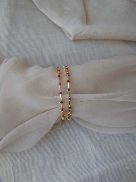 Heritage gold plated ruby stone bangle (1 set  of 2 bangles) HB216