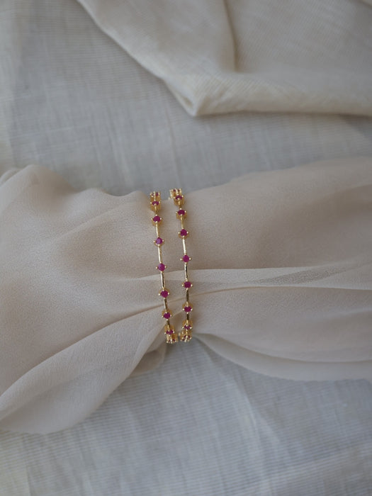 Heritage gold plated ruby stone bangle (1 set  of 2 bangles) HB216