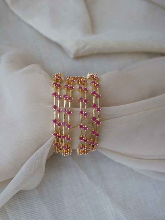 Heritage gold plated ruby stone bangle (1 set  of 2 bangles) HB216