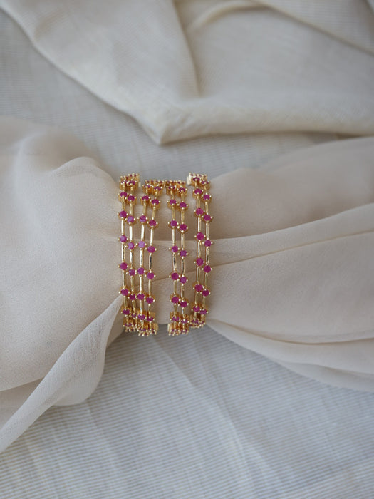 Heritage gold plated ruby stone bangle (1 set  of 2 bangles) HB216